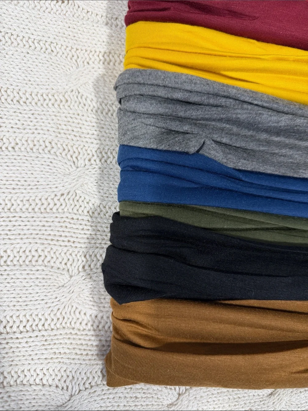 Assorted Knit Fabric headband Bundle in Mustard, Navy, Green, Red & More